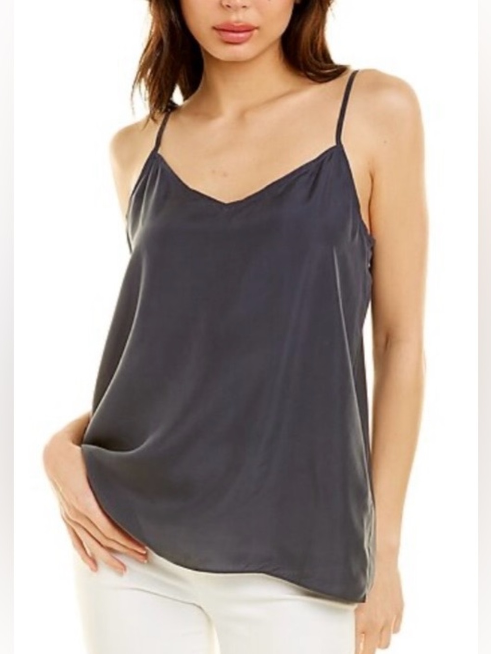 NYDJ Charcoal Gray Ava Silk Cami Top